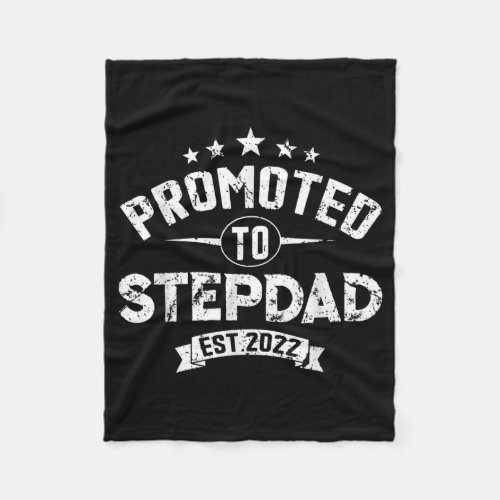 Mens Promoted To Stepdad Est 2022 Funny New Dad  Fleece Blanket