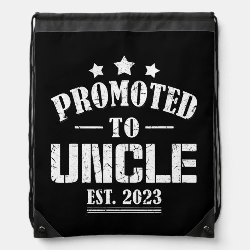 Mens Promoted to Uncle 2023 funny new dad First Drawstring Bag