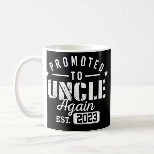 Mens Promoted to Uncle Again 2023 Baby Pregnancy Coffee Mug
