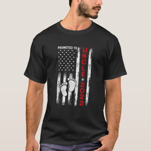 Mens Promoted To Uncle Est 2022 American Flag Vint T_Shirt