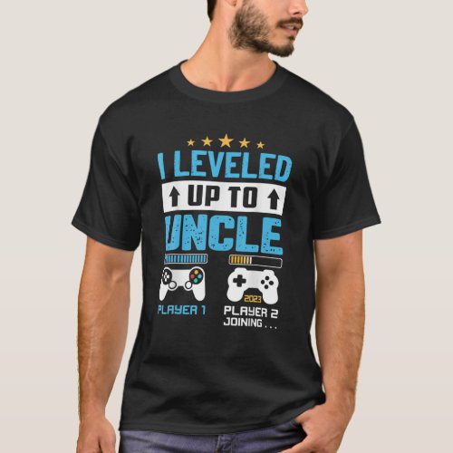 Mens Promoted To Uncle Est 2023 I Leveled Up To Un T_Shirt