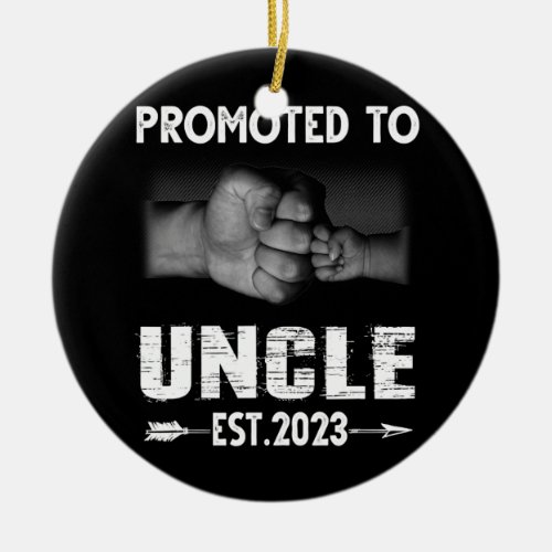 Mens Promoted To Uncle Est 2023 Pregnancy Ceramic Ornament