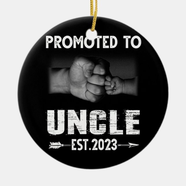 Mens Promoted To Uncle Est 2023 Pregnancy Ceramic Ornament (Front)