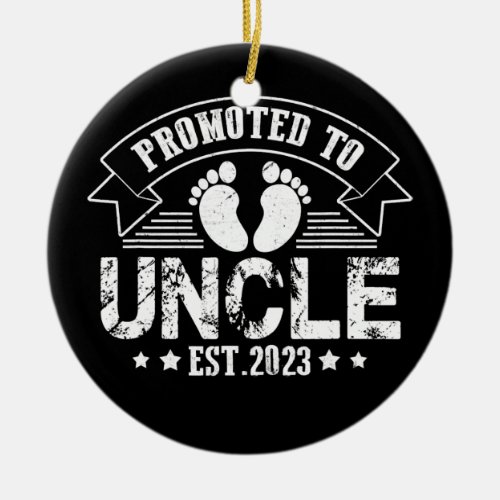 Mens Promoted To Uncle Est 2023 Pregnancy Ceramic Ornament