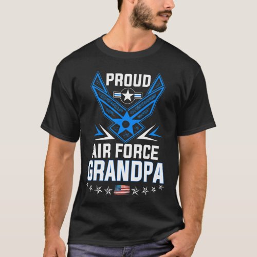 Mens Proud Air Force Grandpa Military Veteran Tee