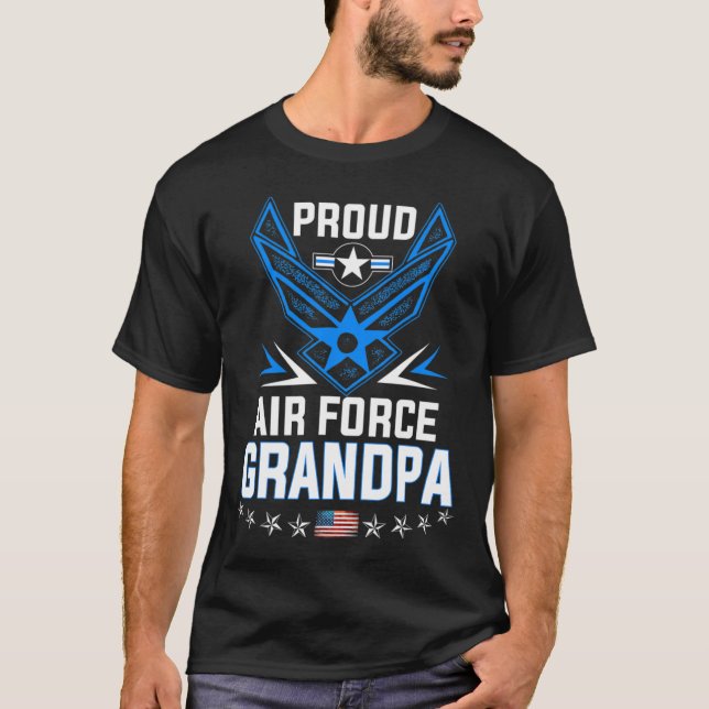 Mens Proud Air Force Grandpa Military Veteran Tee (Front)