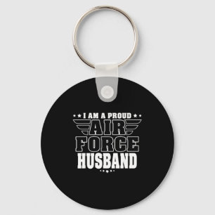 Mens Proud Air Force Husband Keychain