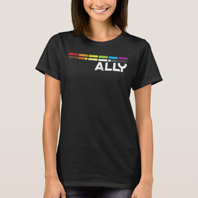 Mens Proud Ally Bars Equality Lgbtq Gay Bear Flag  T-Shirt (Front)