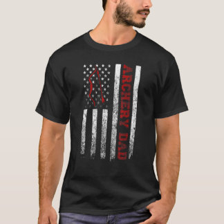 Mens Proud Archery Dad American Flag  Cool Usa Pat T-Shirt