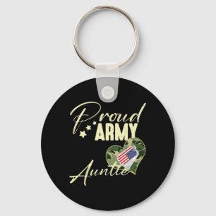 Mens Proud Army Auntie Camouflage Dog Tag Usa Keychain
