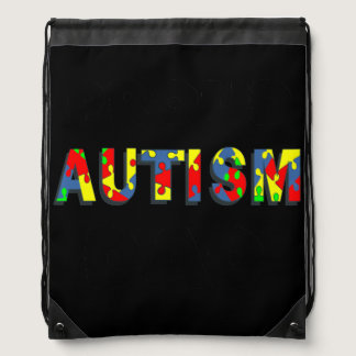 Mens Proud Autism Dad Colored Jigsaw Puzzle Drawstring Bag