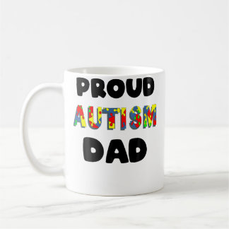 Mens Proud Autism Dad Colored Jigsaw Puzzle Pieces Coffee Mug