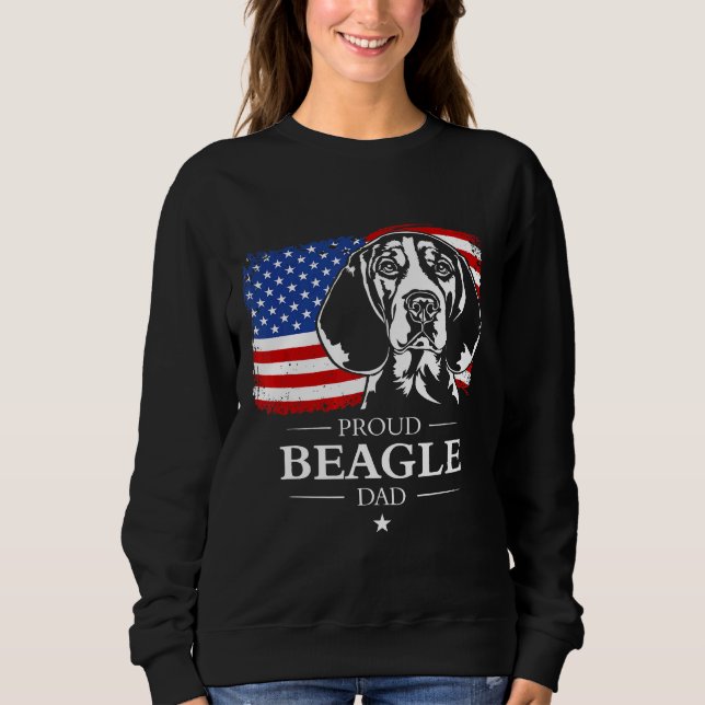 Mens Proud Beagle Dad American Flag Patriotic Dog  Sweatshirt (Front)