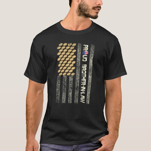 Mens Proud Brother In Law American Flag Football P T-Shirt (Front)