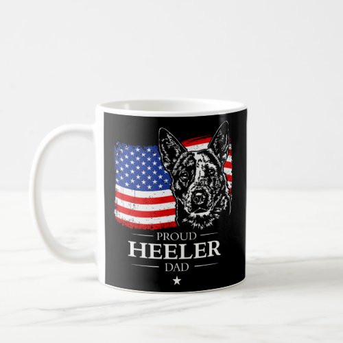 Mens Proud Cattle Dog Heeler Dad American Flag pat Coffee Mug