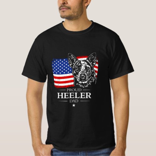 Mens Proud Cattle Dog Heeler Dad American Flag pat T_Shirt