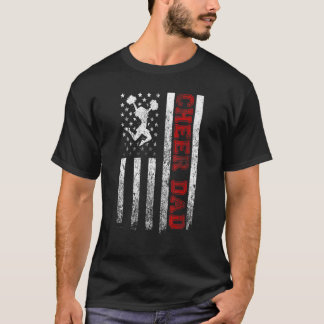 Mens Proud Cheer Dad American Flag  Cool Usa Patri T-Shirt