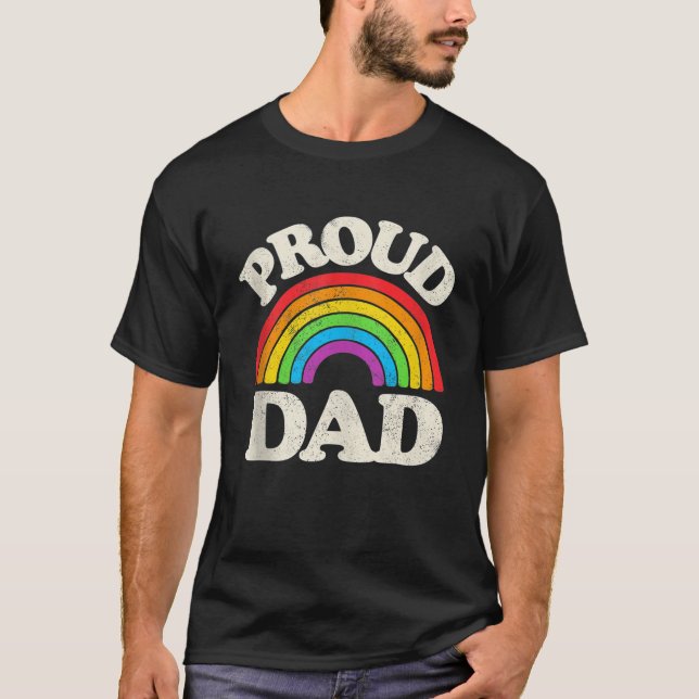 Mens Proud Dad Gay Pride LGBT Ally Rainbow LGBTQ F T-Shirt (Front)
