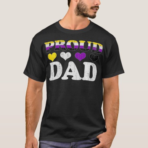 Mens Proud dad Nonbinary Pride Flag LGBT Fathers D T_Shirt