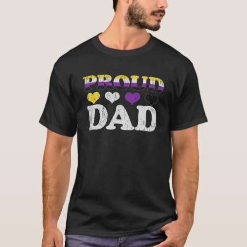 Mens Proud Dad Nonbinary Pride Flag LGBT Fathers D T_Shirt