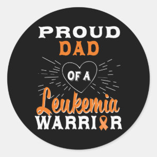 Mens Proud Dad Of A Leukemia Warrior Awareness Classic Round Sticker