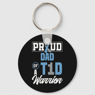 Mens Proud Dad Of A T1d Warrior Diabetes Awareness Keychain