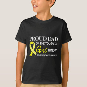 Mens Proud Dad of Girl Childhood Cancer Awareness T-Shirt