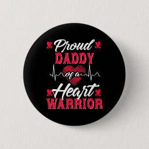 Mens Proud Daddy Of A Heart Warrior Chd Awareness  Button
