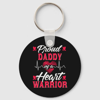 Mens Proud Daddy Of A Heart Warrior Chd Awareness Keychain