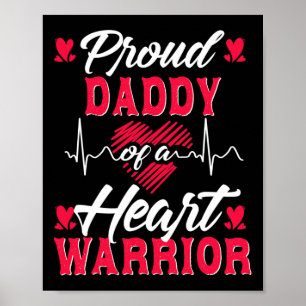 Mens Proud Daddy Of A Heart Warrior Chd Awareness Poster