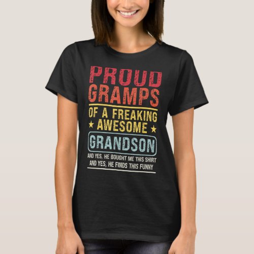 Mens Proud Gramps Of A Grandson Gramps   Grandson T_Shirt