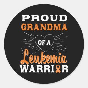 Mens Proud Grandma Of A Leukemia Warrior Awareness Classic Round Sticker