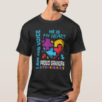 Mens Proud Grandpa Autism Awareness Grandson Puzzl T-Shirt