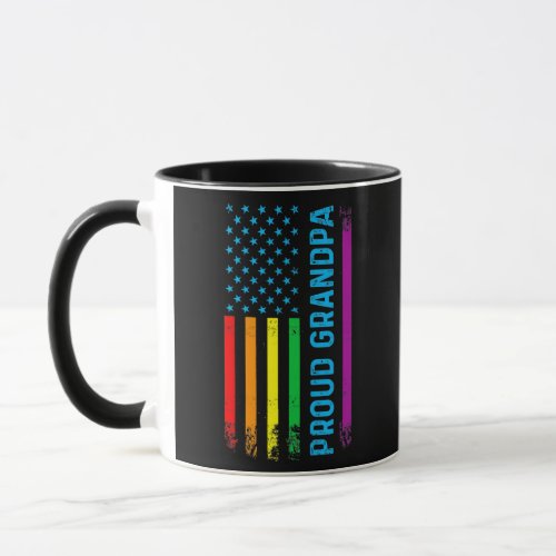 Mens Proud Grandpa LGBT LGBTQ Gay Pride Rainbow Mug