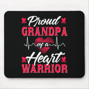 Mens Proud Grandpa Of A Heart Warrior Chd Awarenes Mouse Pad