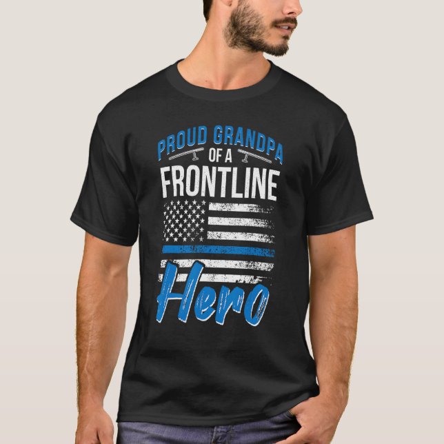 Mens Proud Grandpa Of A Police Officer Grandfather T-Shirt (Front)