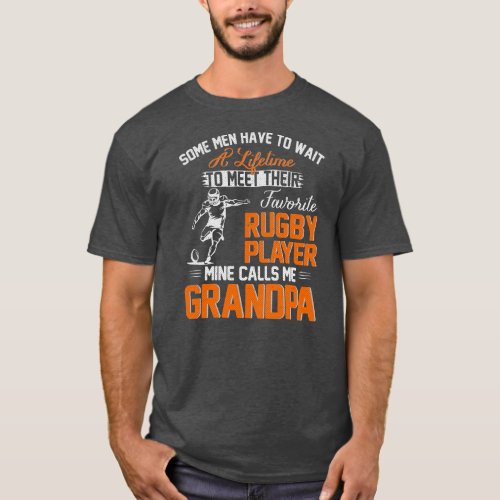 Mens Proud Grandpa of Rugby Player Funny Rugby T_Shirt