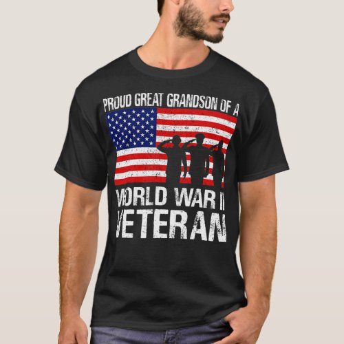 Mens Proud Great Grandson of a WW II Veteran Famil T_Shirt