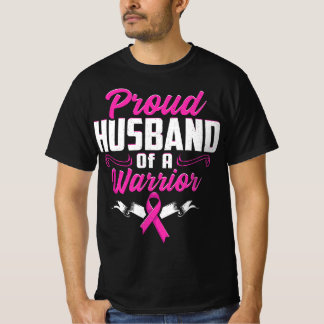 Mens Proud Husband Of a Warrior Breast Cancer Awar T-Shirt