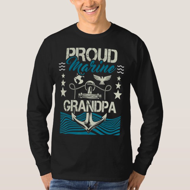 Mens Proud Marine Grandpa  Granddad Papa Pops T-Shirt (Front)