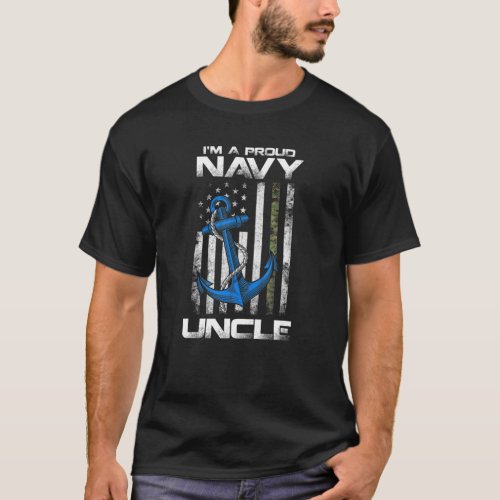 Mens Proud Navy Uncle American Flag Vintage Dad T_Shirt