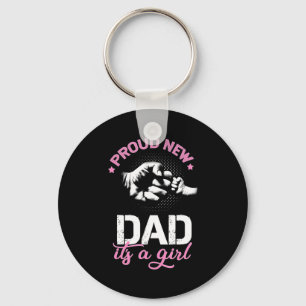 Mens Proud New Dad Its A Girl Promoted To Daddy Keychain