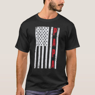 Mens Proud Papa American Flag Shirt Papa Gift_2