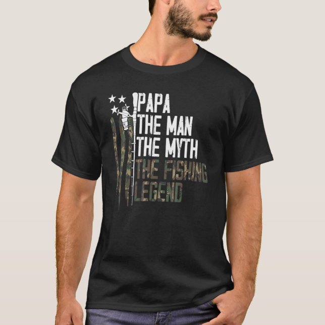 Mens Proud Papa Dad The Fishing Legend Camouflage  T-Shirt (Front)