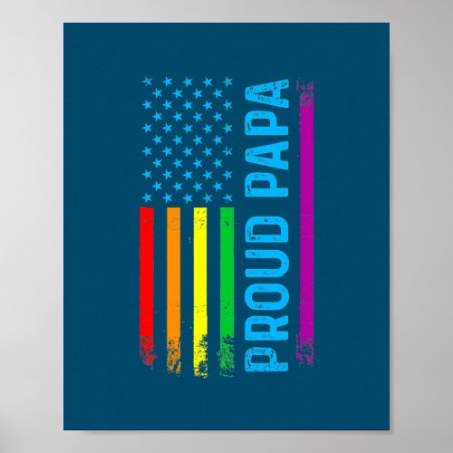 Mens Proud Papa Grandpa Dad LGBT LGBTQ Gay Pride Poster