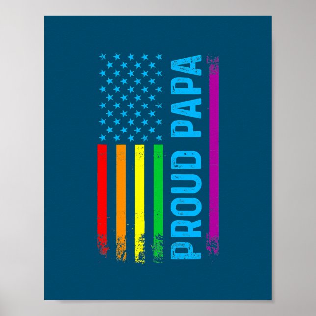 Mens Proud Papa Grandpa Dad LGBT LGBTQ Gay Pride Poster (Front)