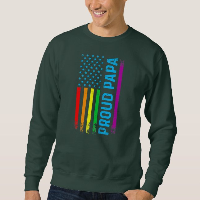 Mens Proud Papa Grandpa Dad LGBT LGBTQ Gay Pride Sweatshirt (Front)