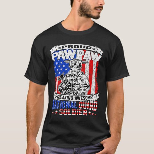 Mens Proud Pawpaw of National Guard Soldier Milita T_Shirt