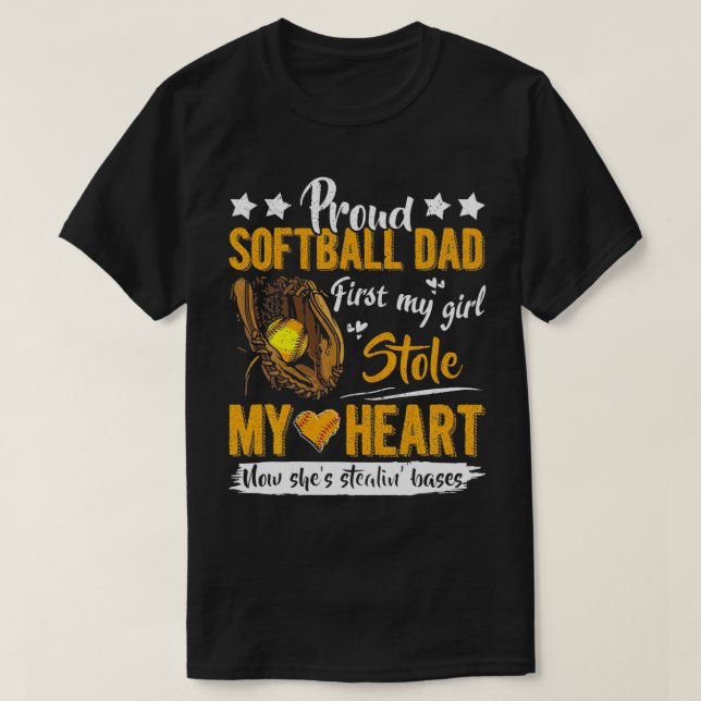 Mens Proud Softball Dad Cute Softball Dad 5 T-Shirt (Design Front)