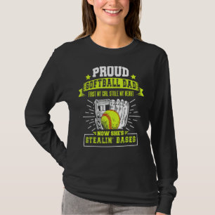 Mens Proud Softball Dad With Daughter Softball Fat T-Shirt